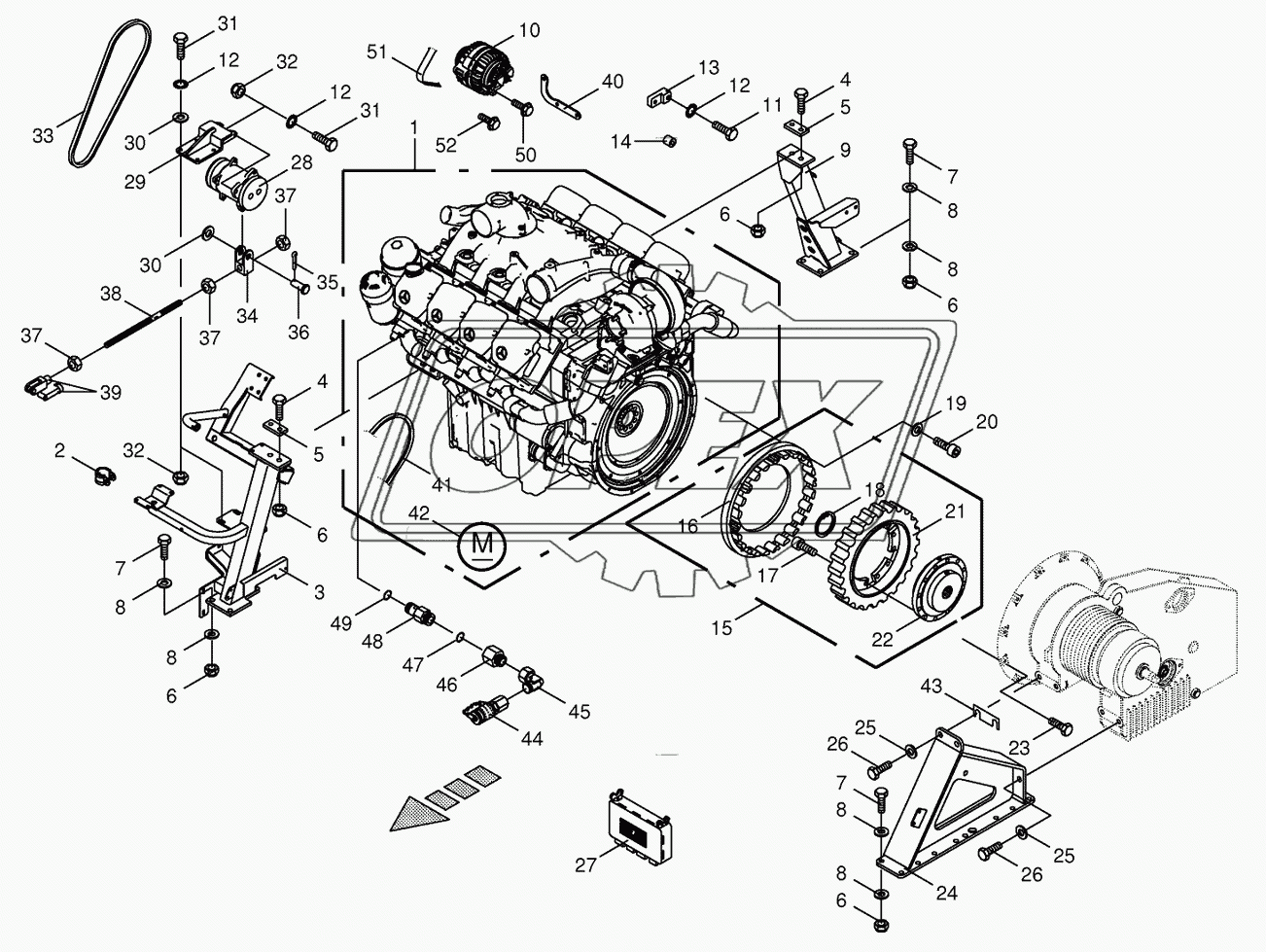 Diesel engine/Clutch/Air conditioner drive