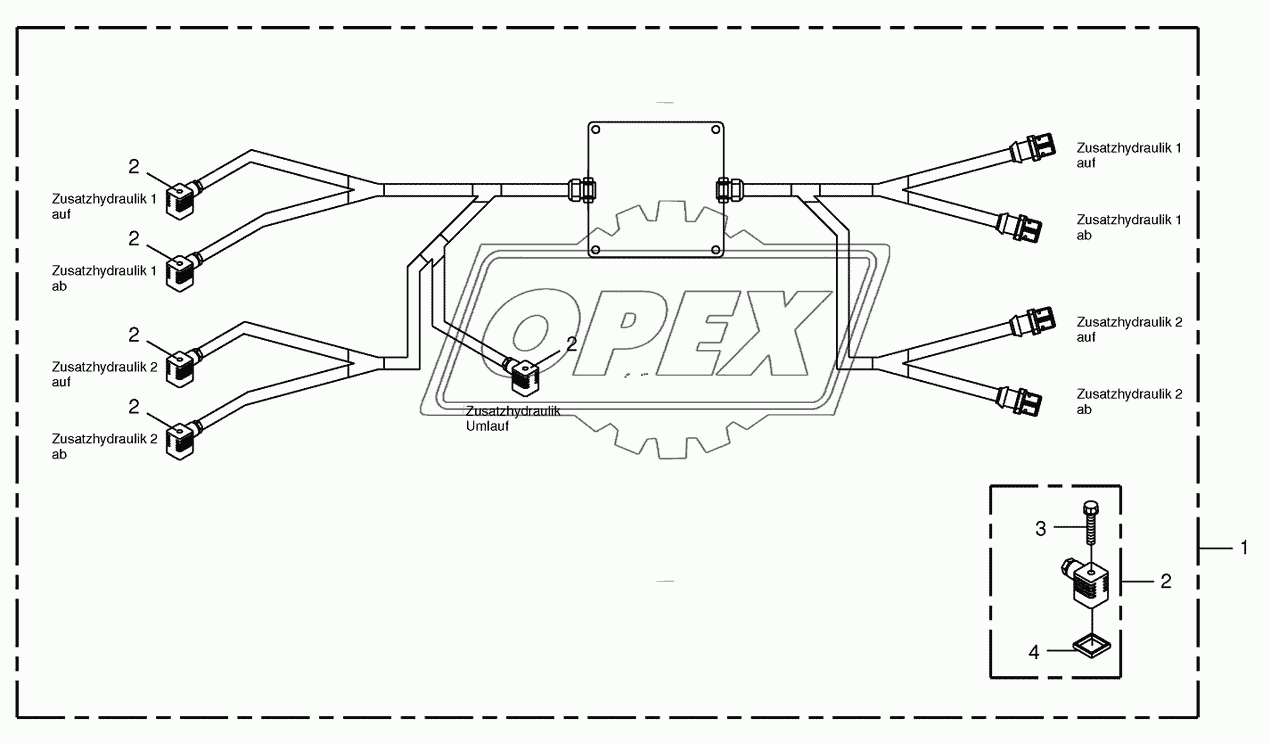 Wiring harness- auxiliary hydraulics