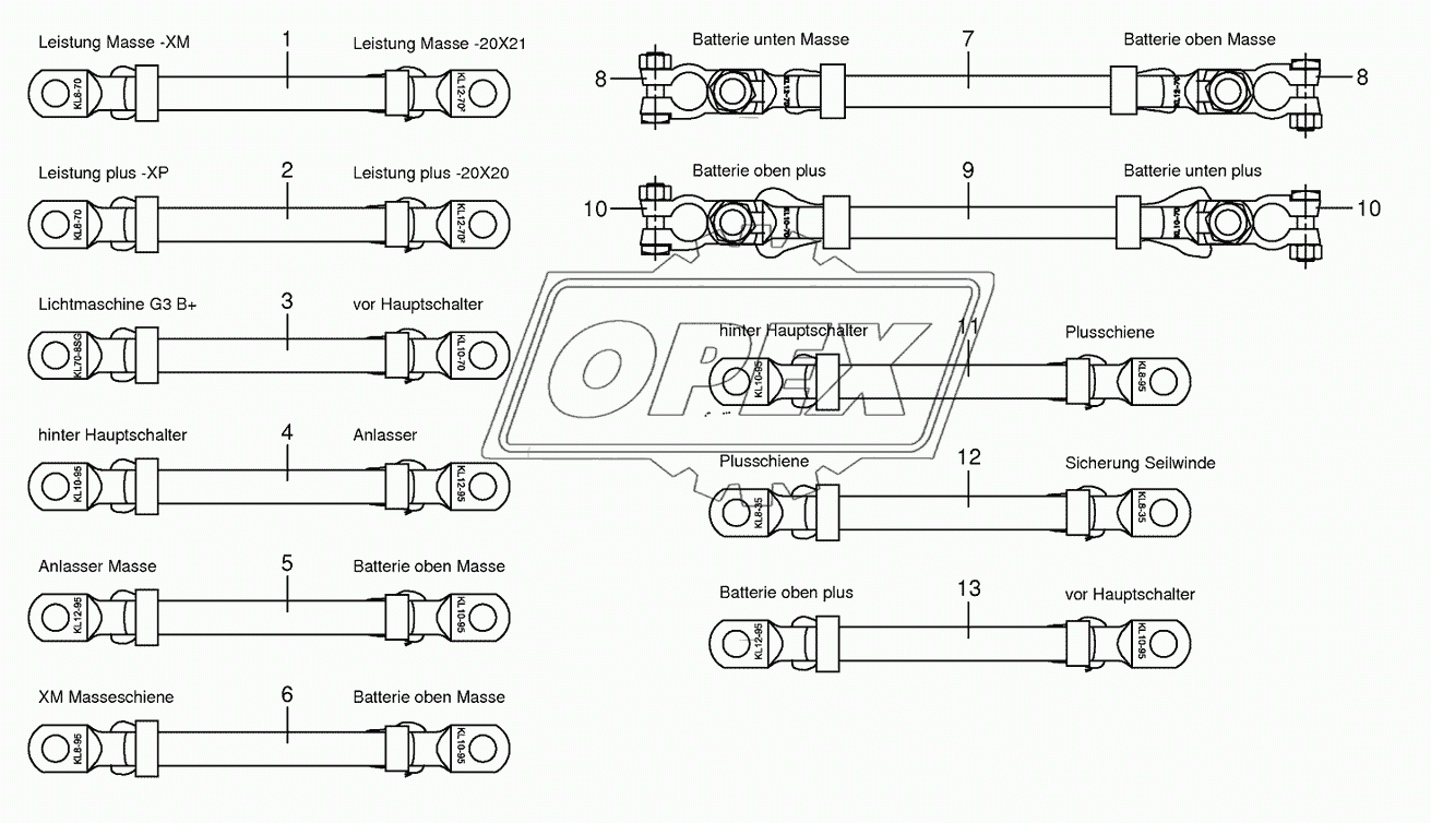 Battery and ground cable