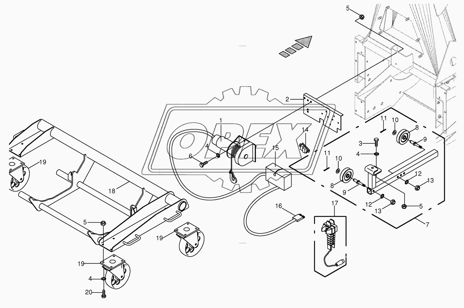 Rope winch/Installation car