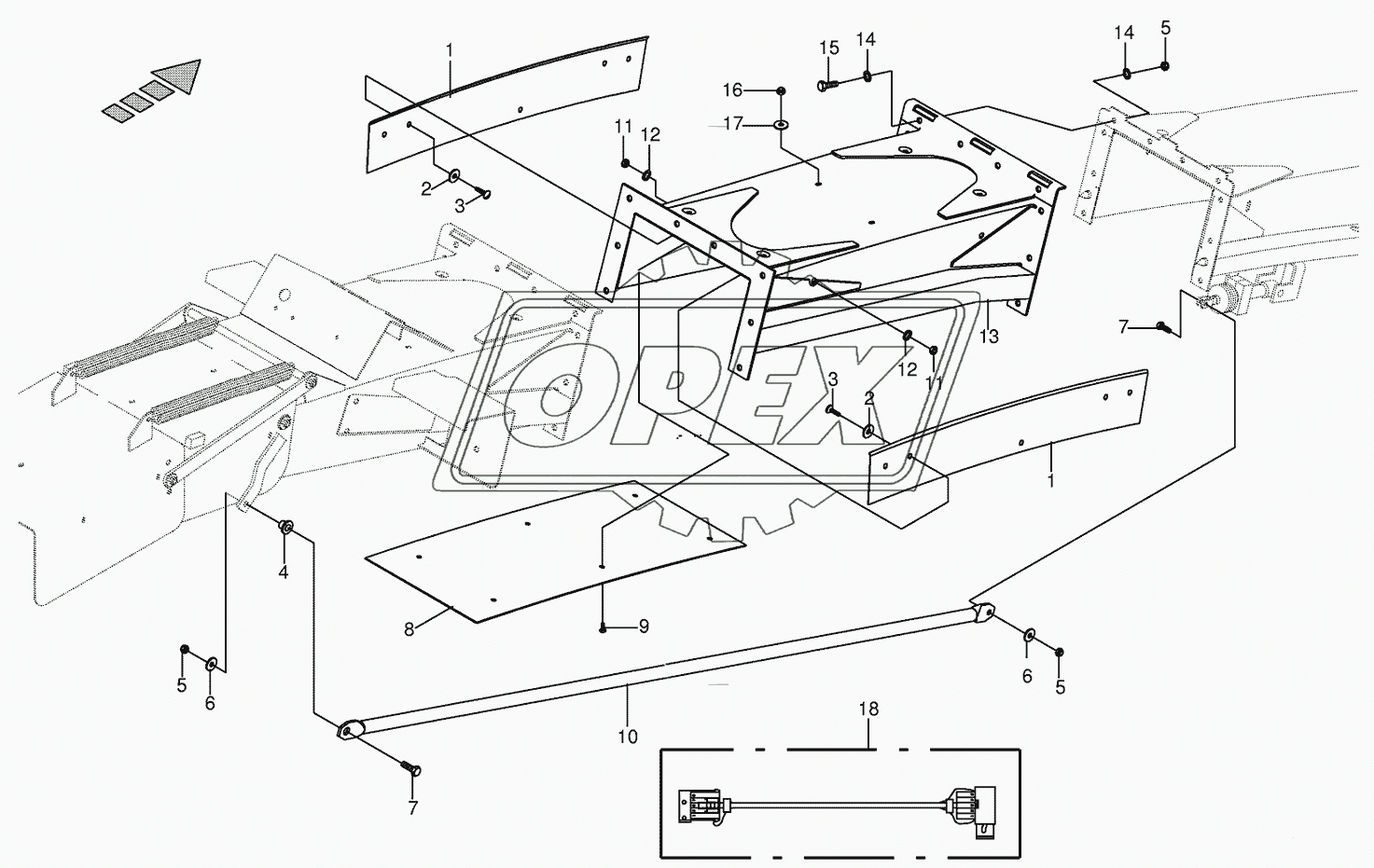 Discharge chute extension 10-row