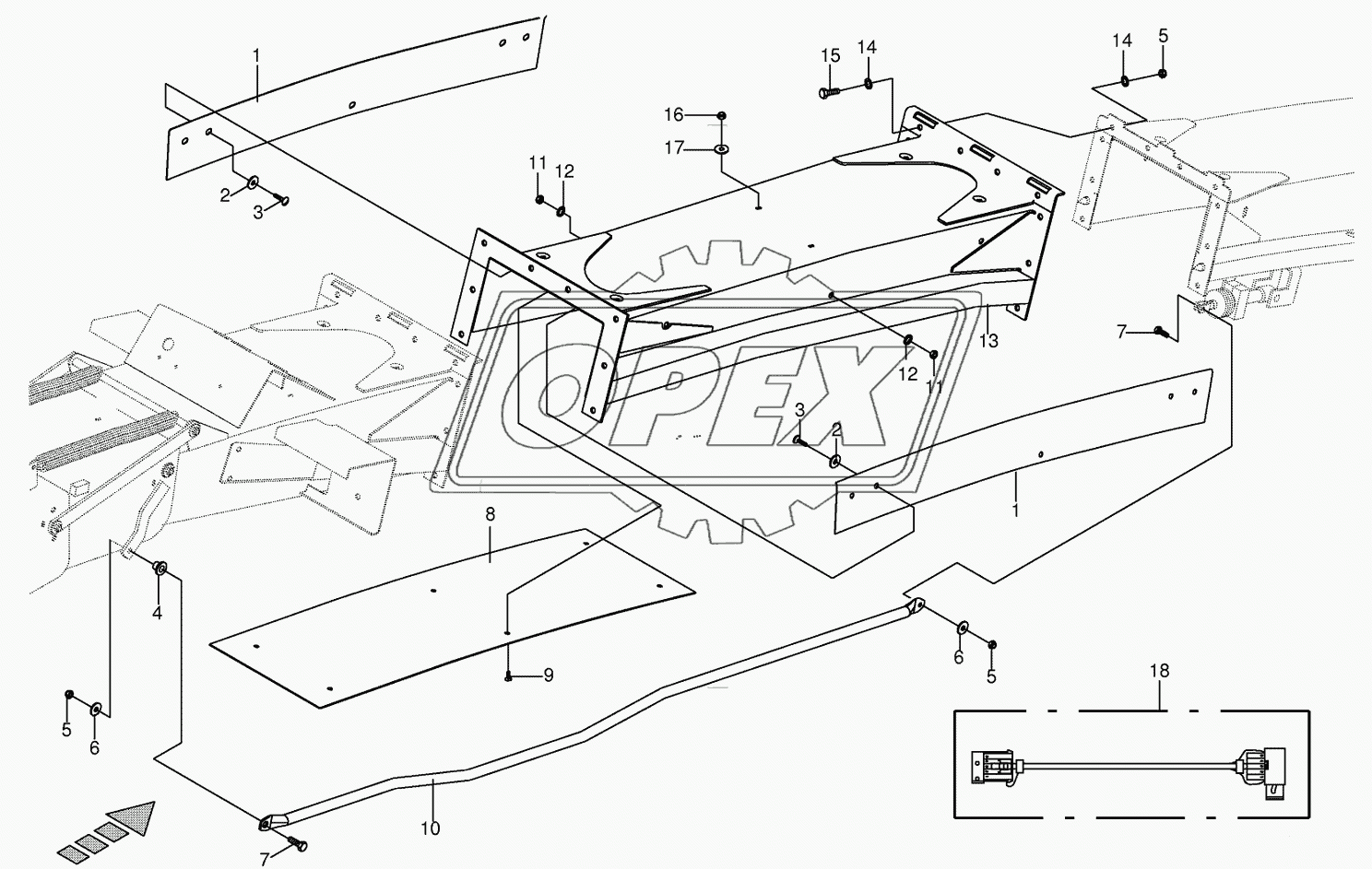 Discharge chute extension 12-row