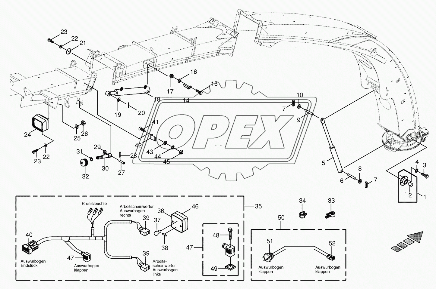 Upper discharge chute- mounting parts 14-row
