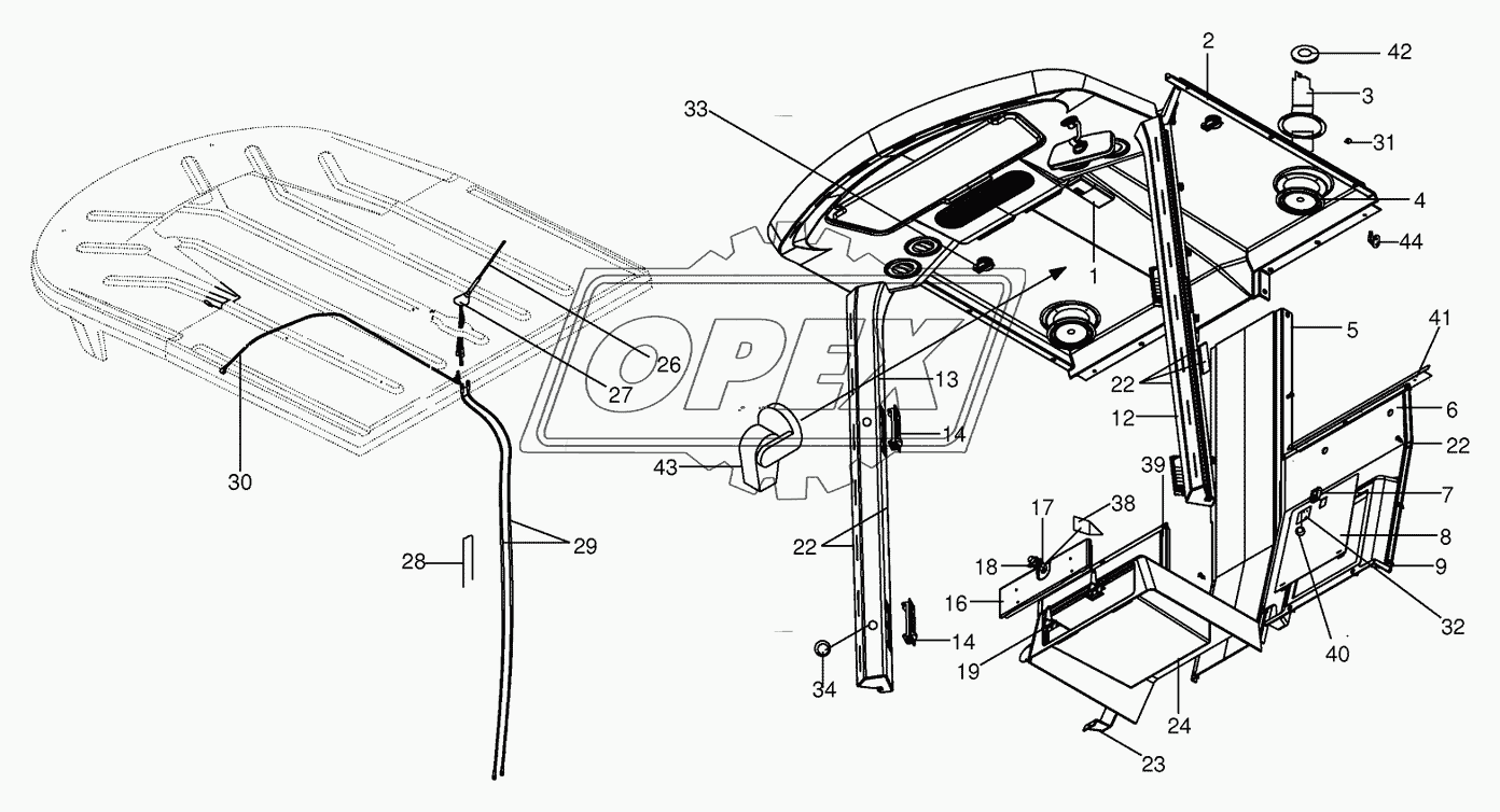 Cab- Cab lining, aerial