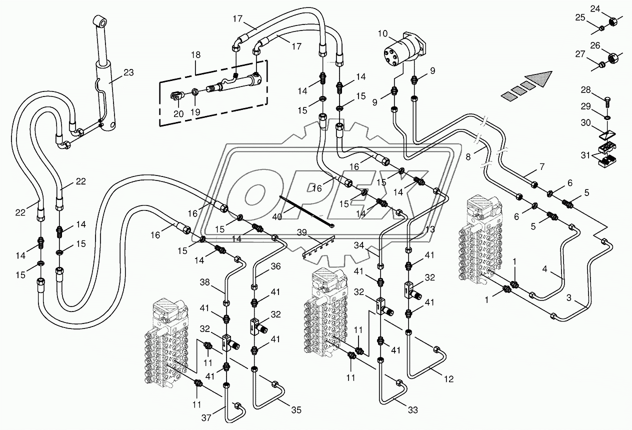 Hydraulics cpl.-discharge chute