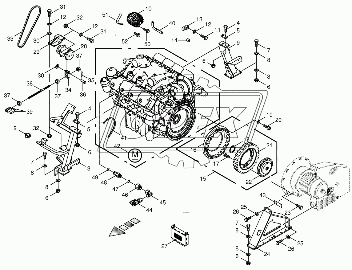 Diesel engine/Clutch/Air conditioner drive