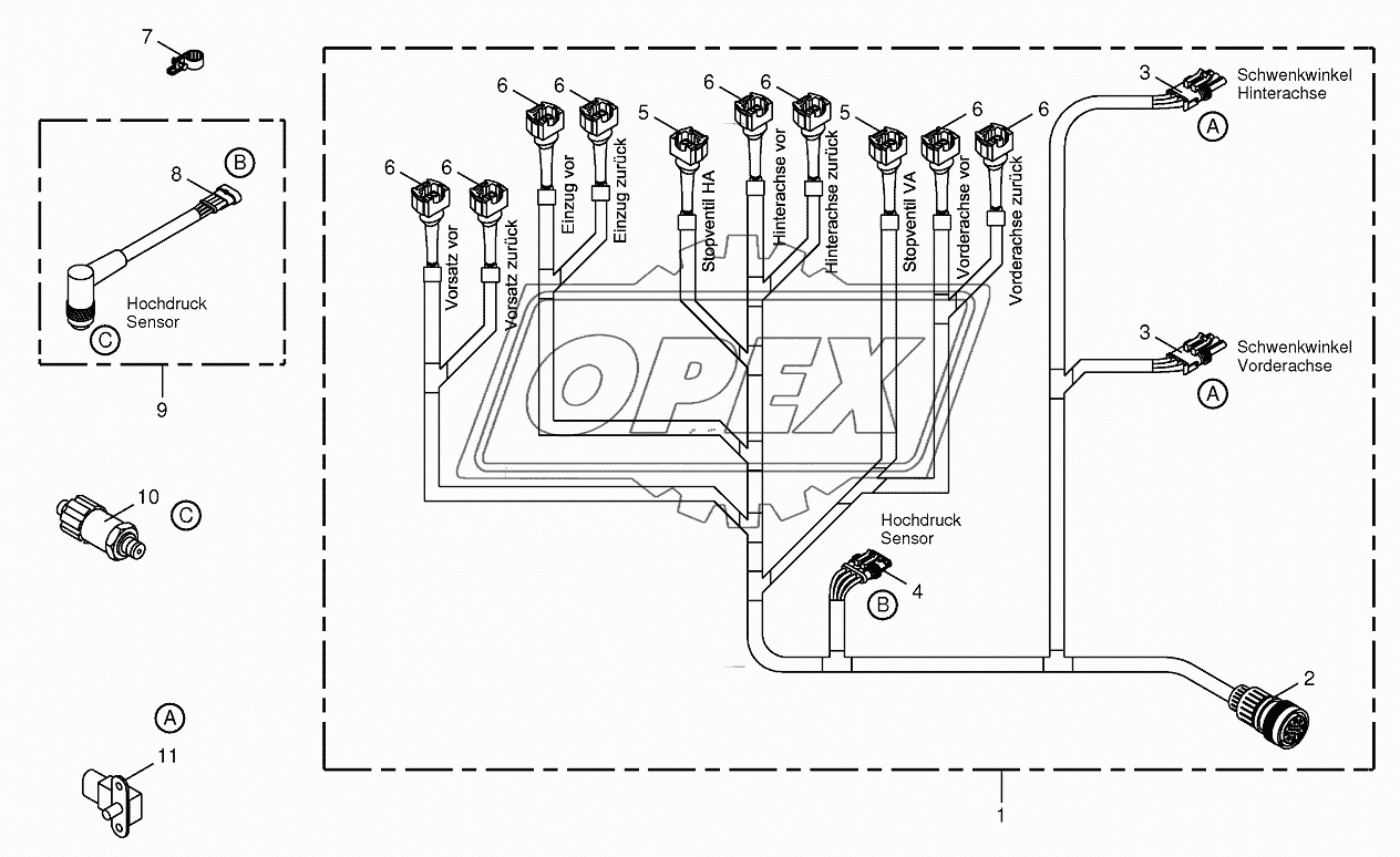 Wiring loom-hydraulic pumps