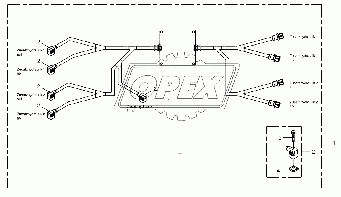 Wiring harness-auxiliary hydraulics