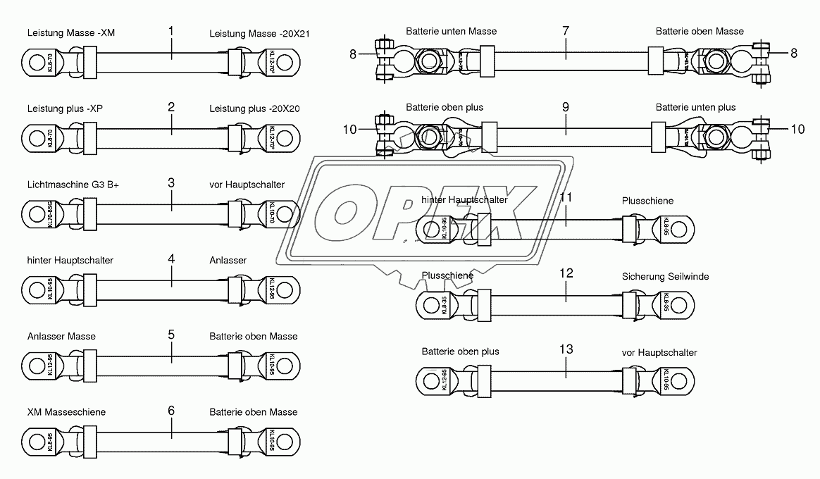 Battery and ground cable