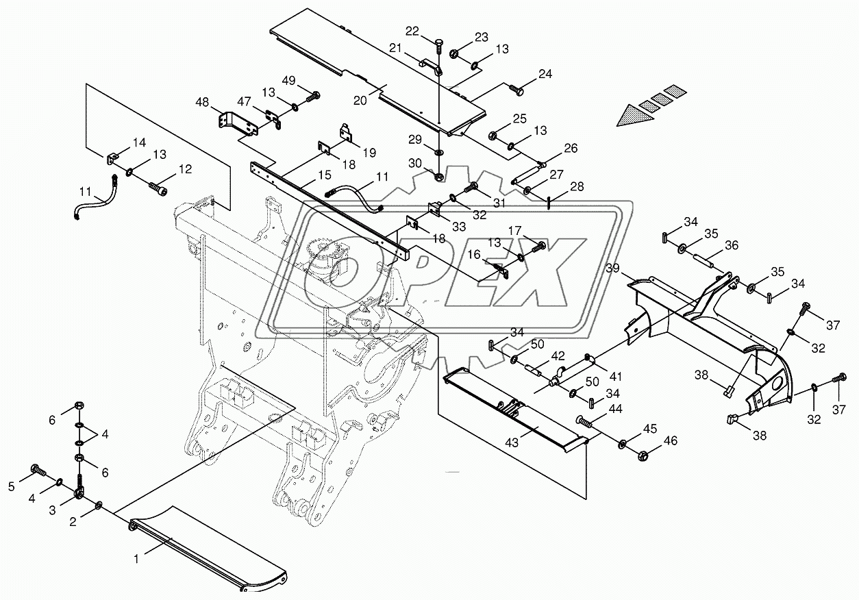 Chopping drum support-mounting parts