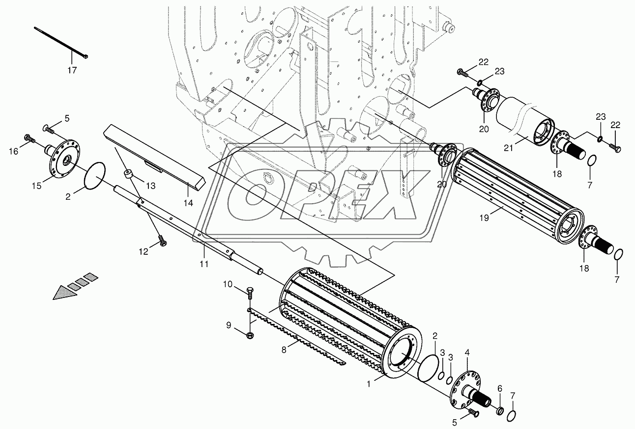 Lower feed rollers