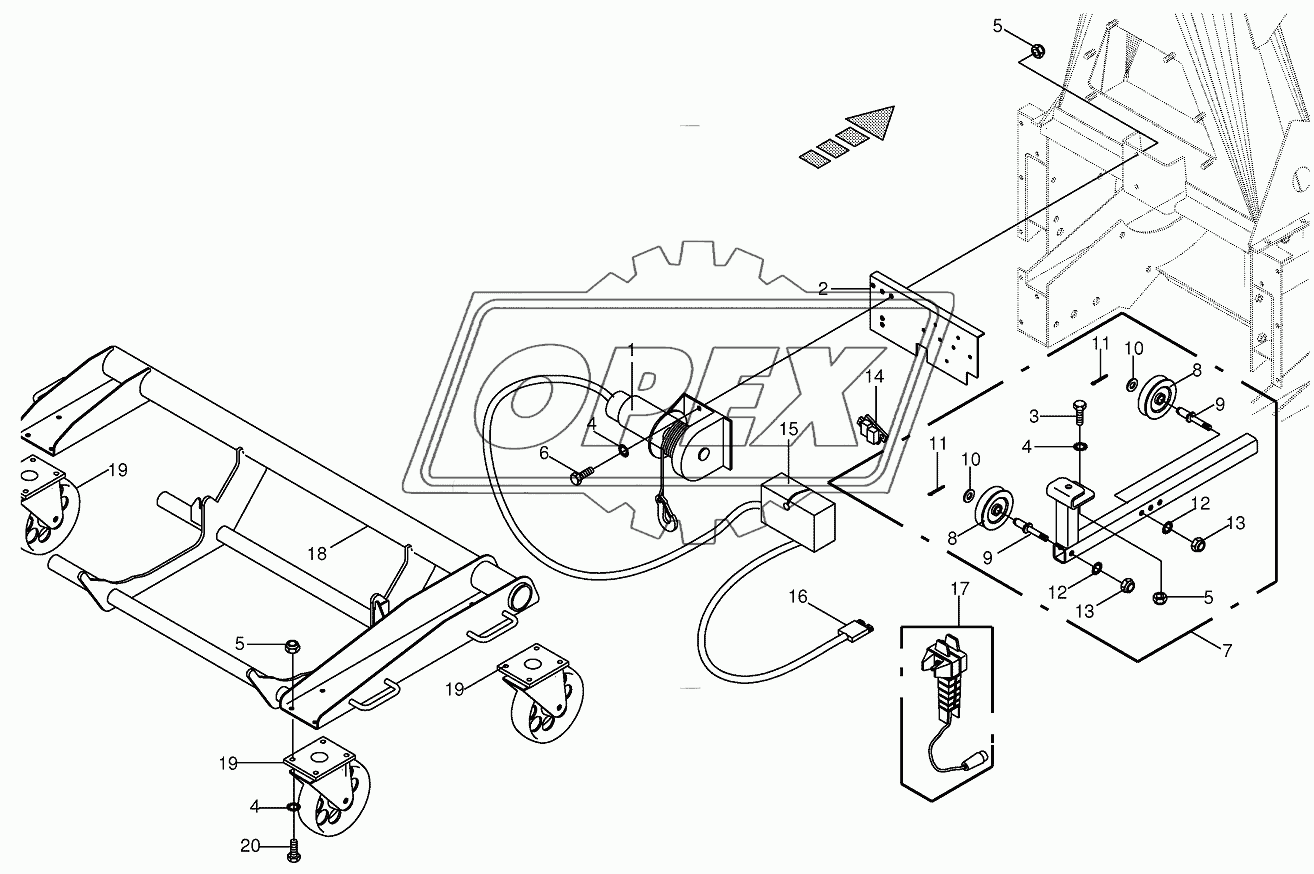 Rope winch/Installation car