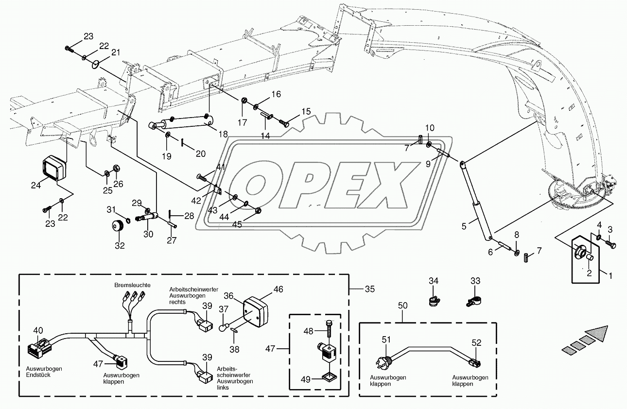 Upper discharge chute-mounting parts 14-row