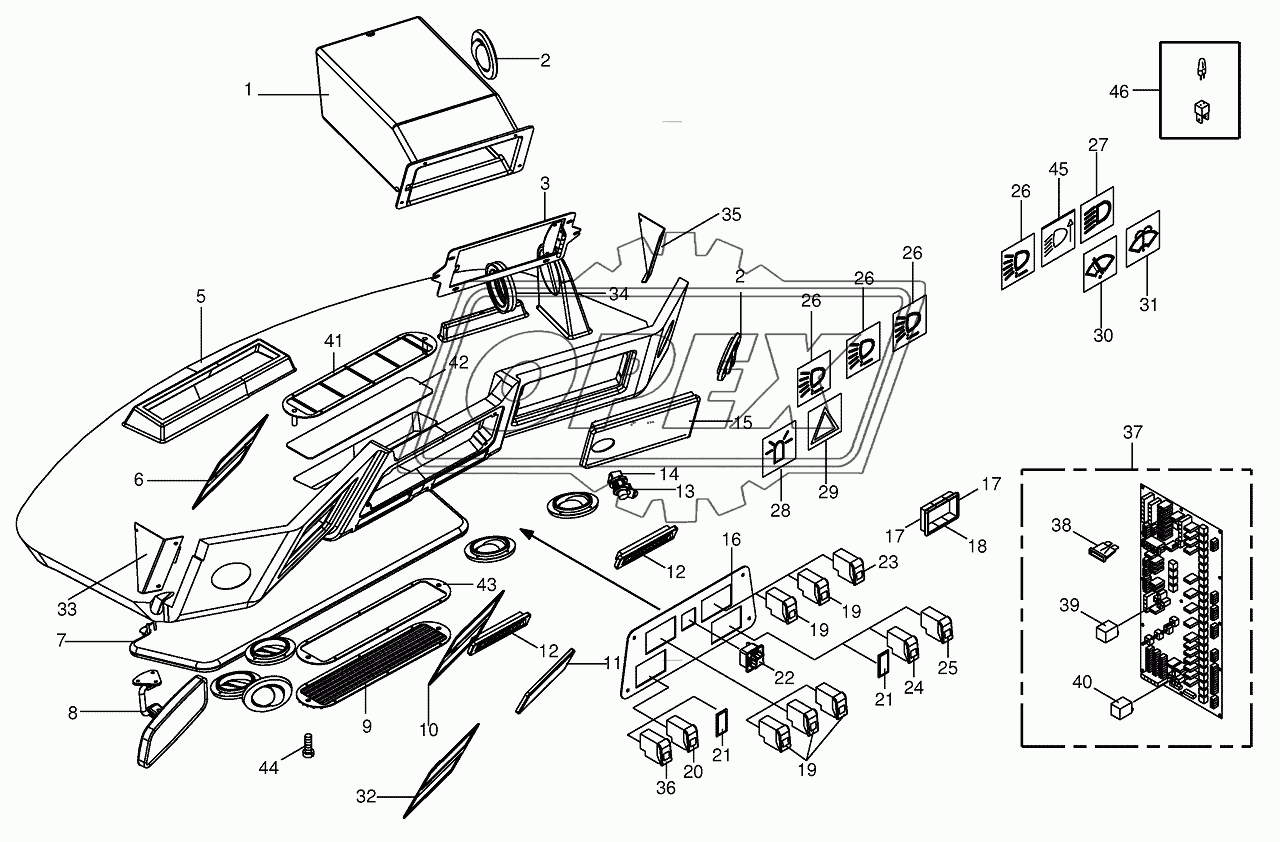 Cab-control panel (roof)/circuit board