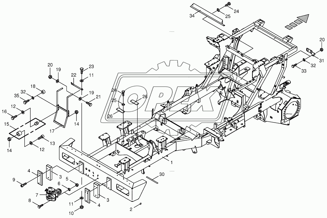 Frame/trailer hitch/ascending ladder