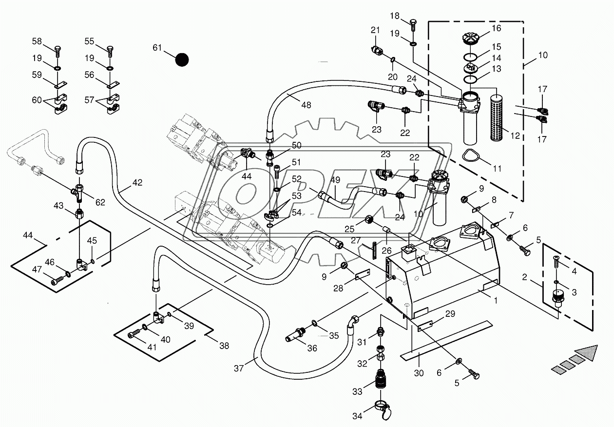 Hydraulic tank/suction lines