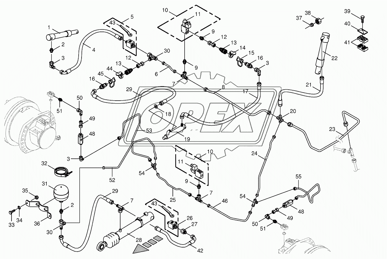 Charge pressure lines-front