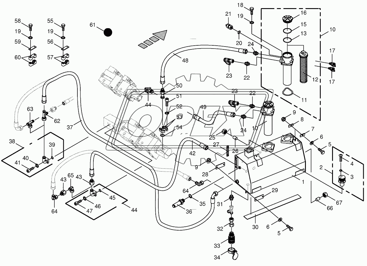 Hydraulic tank / suction lines