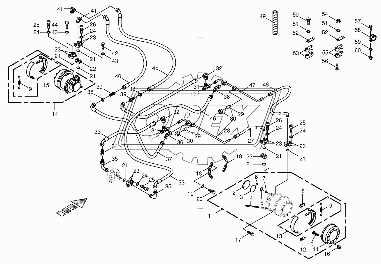 Traction drive wheel engine -front