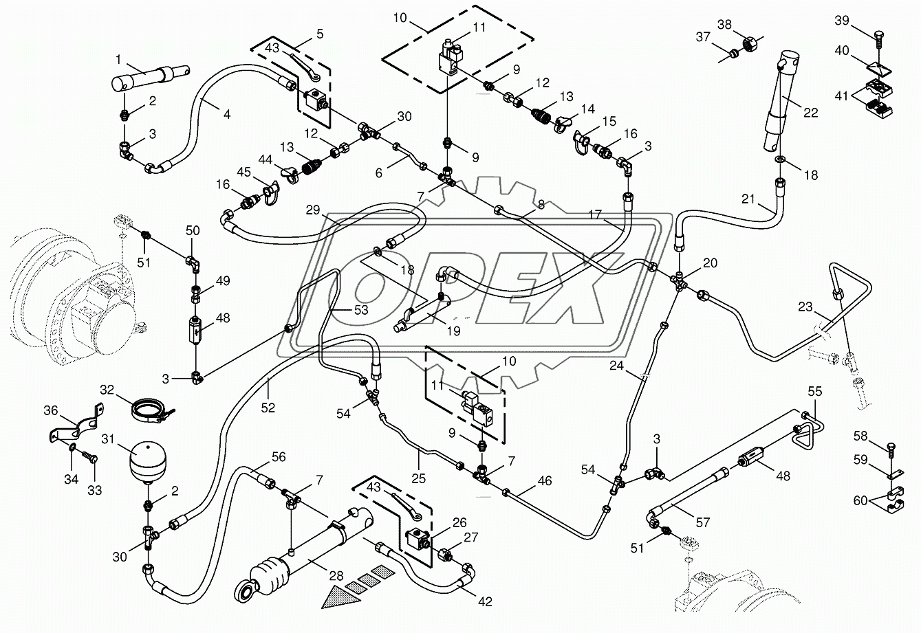 Charge pressure lines - front