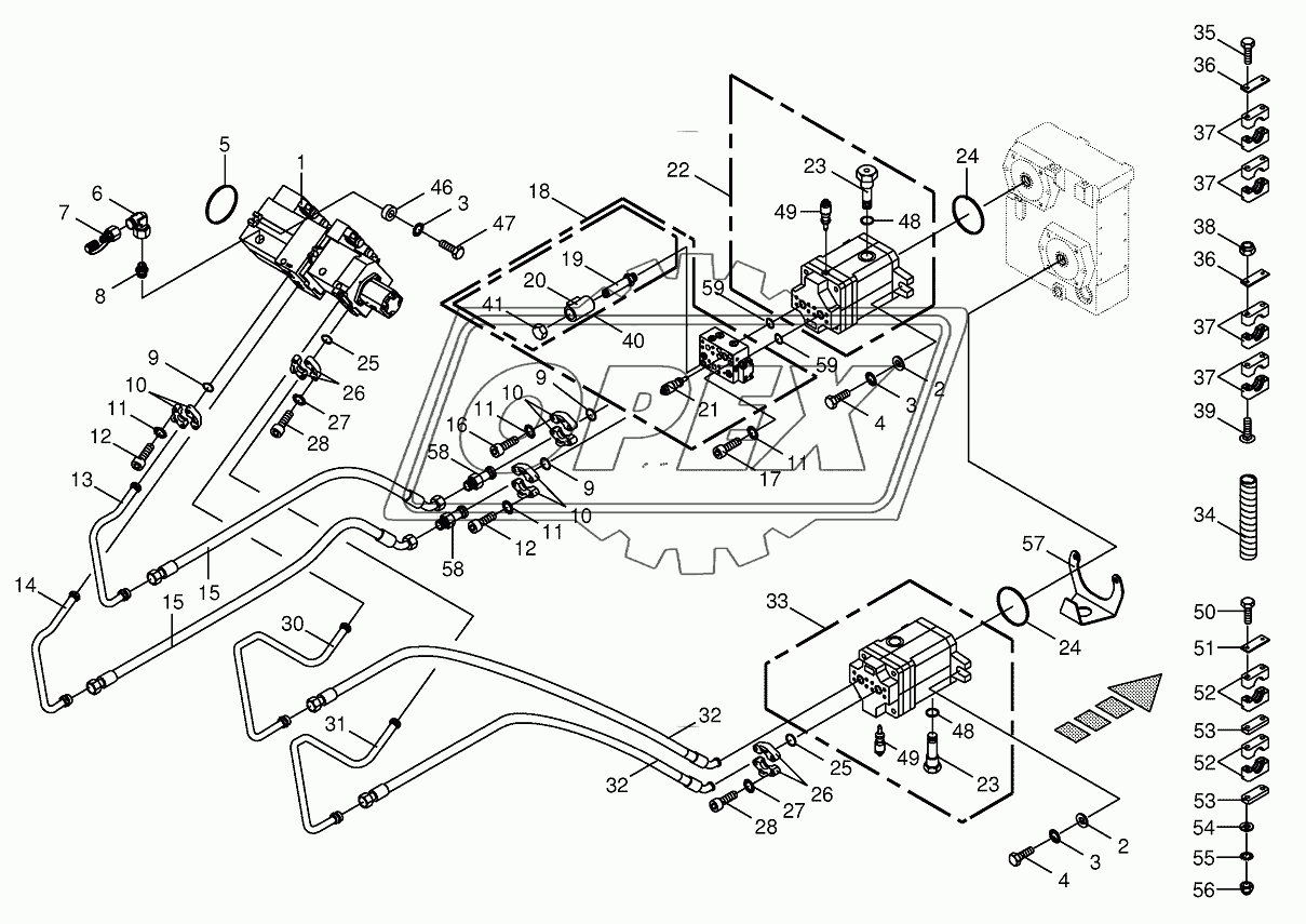 Hydraulics - front attachment / feed rollers