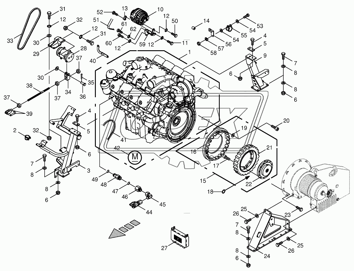 Diesel engine / Clutch / Air conditioner drive