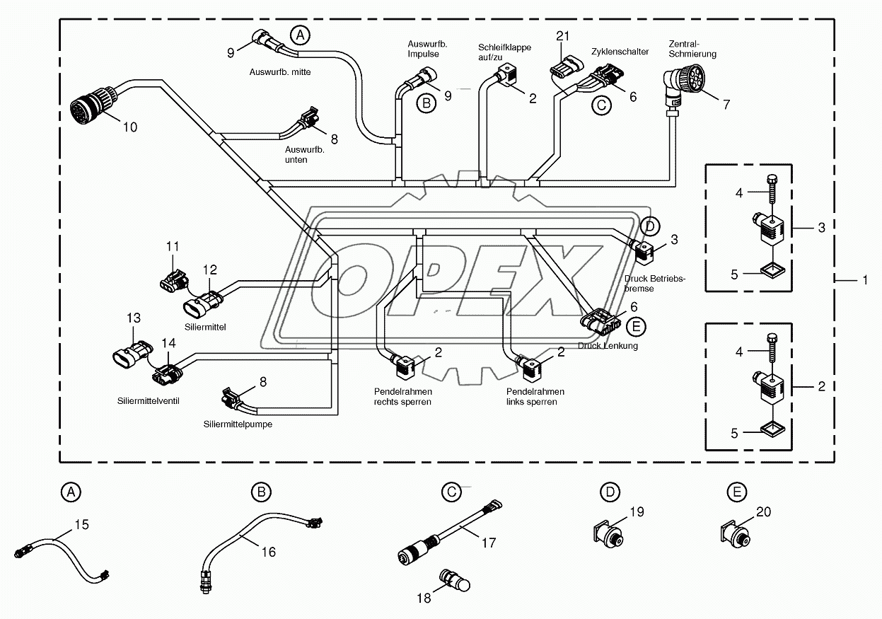 Wiring harness - below the cabin