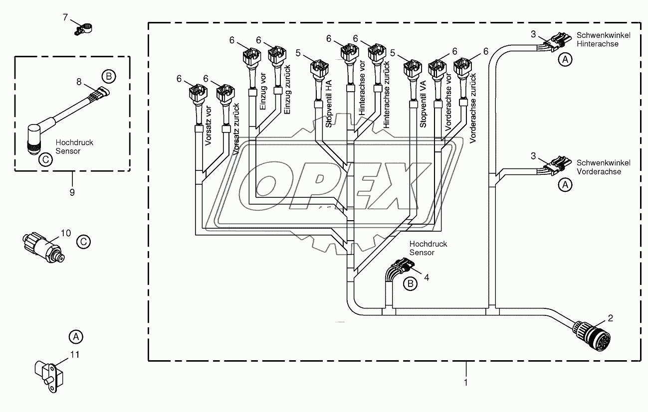Wiring loom - hydraulic pumps