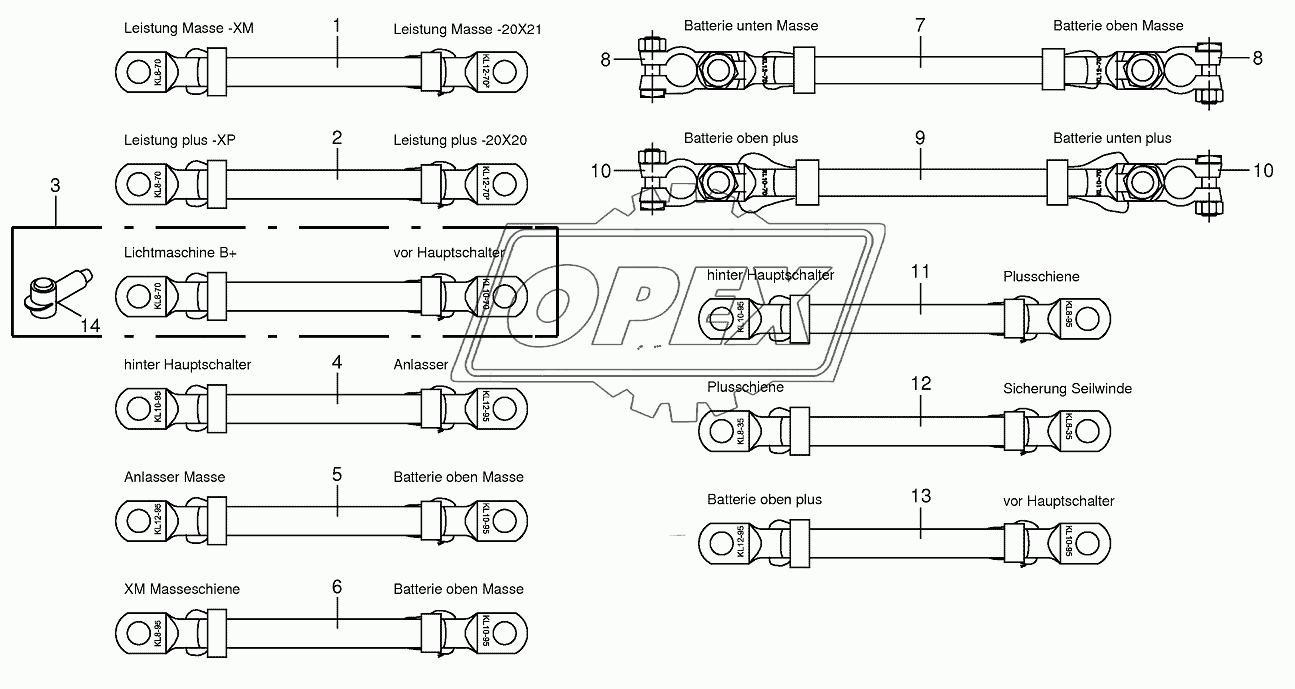 Battery and ground cable