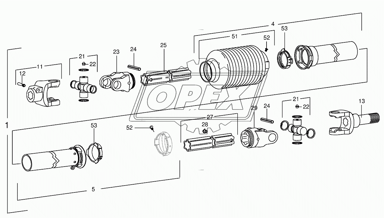 P.T.O shafts -roller drive