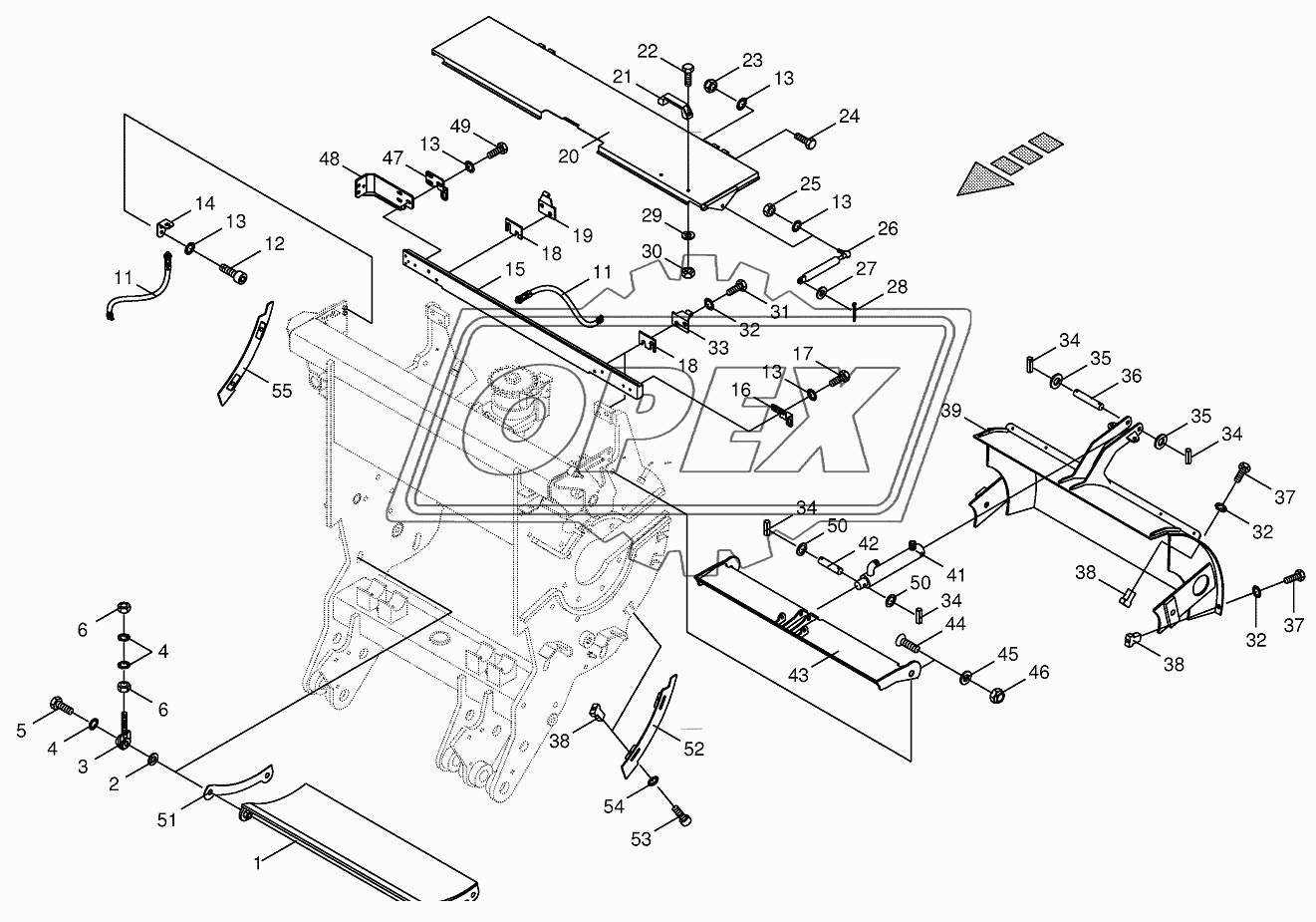 Chopping drum support - mounting parts