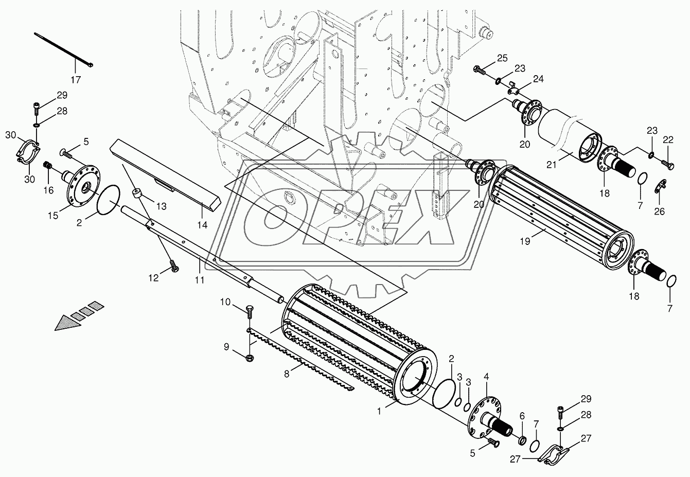 Lower feed rollers