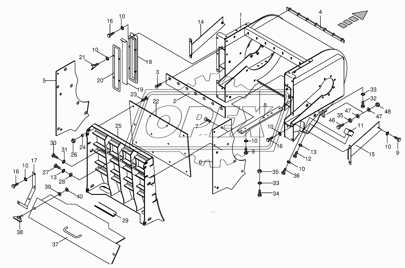 Discharge accelerator housinge -not spring-mounted