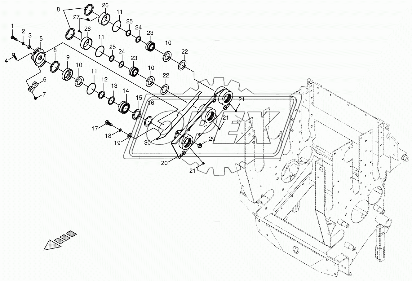 Lower feed roller bearing