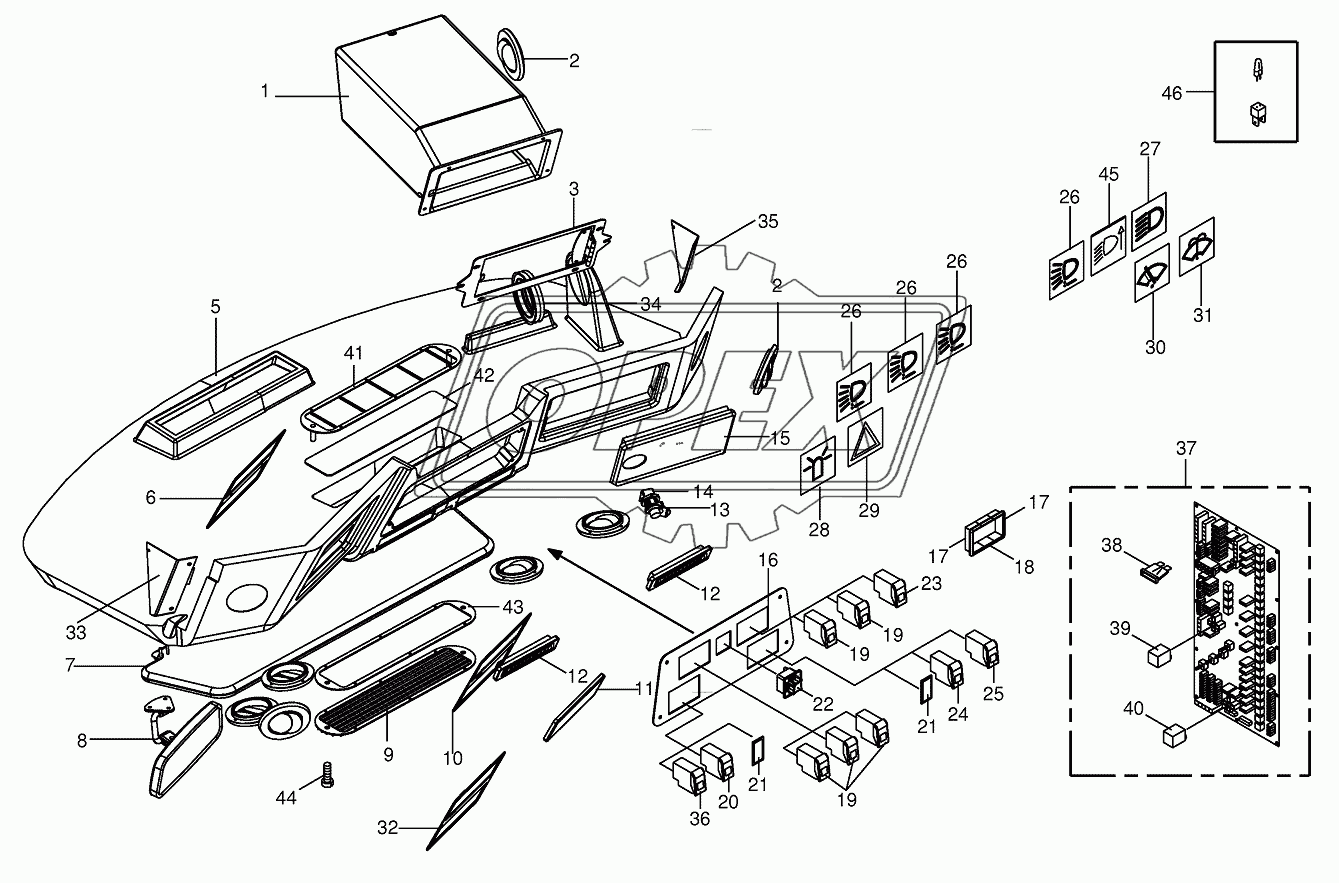 Cab - control panel (roof) / circuit board