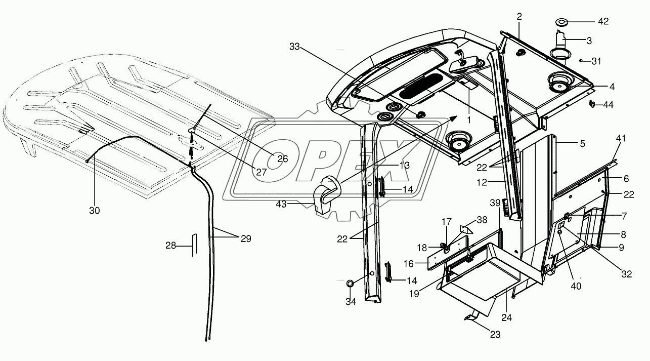 Cab - Cab lining, aerial