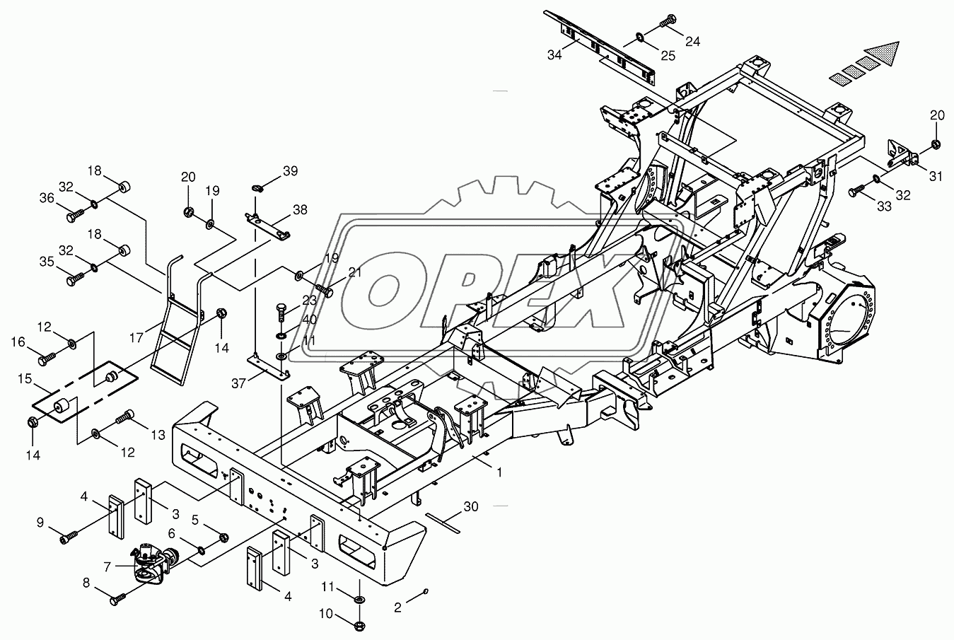 Frame / trailer hitch / ascending ladder