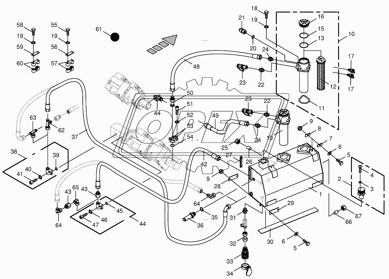 Hydraulic tank/suction lines