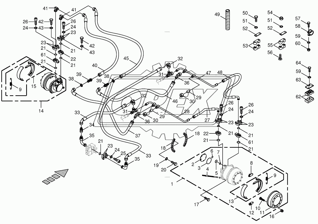 Traction drive wheel engine-front