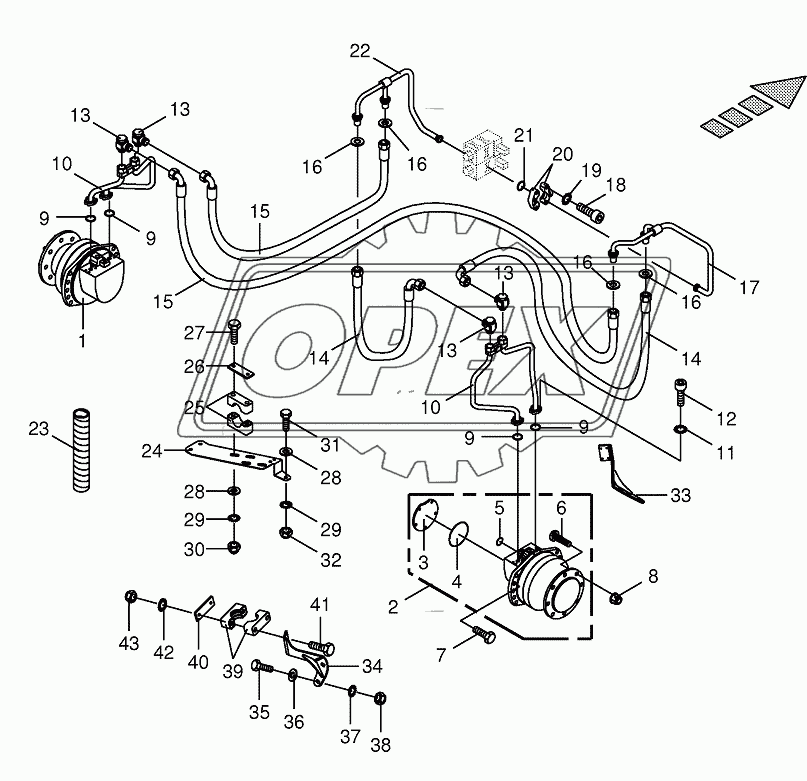 Traction drive wheel engine-rear