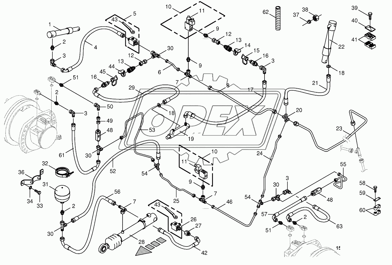 Charge pressure lines-front