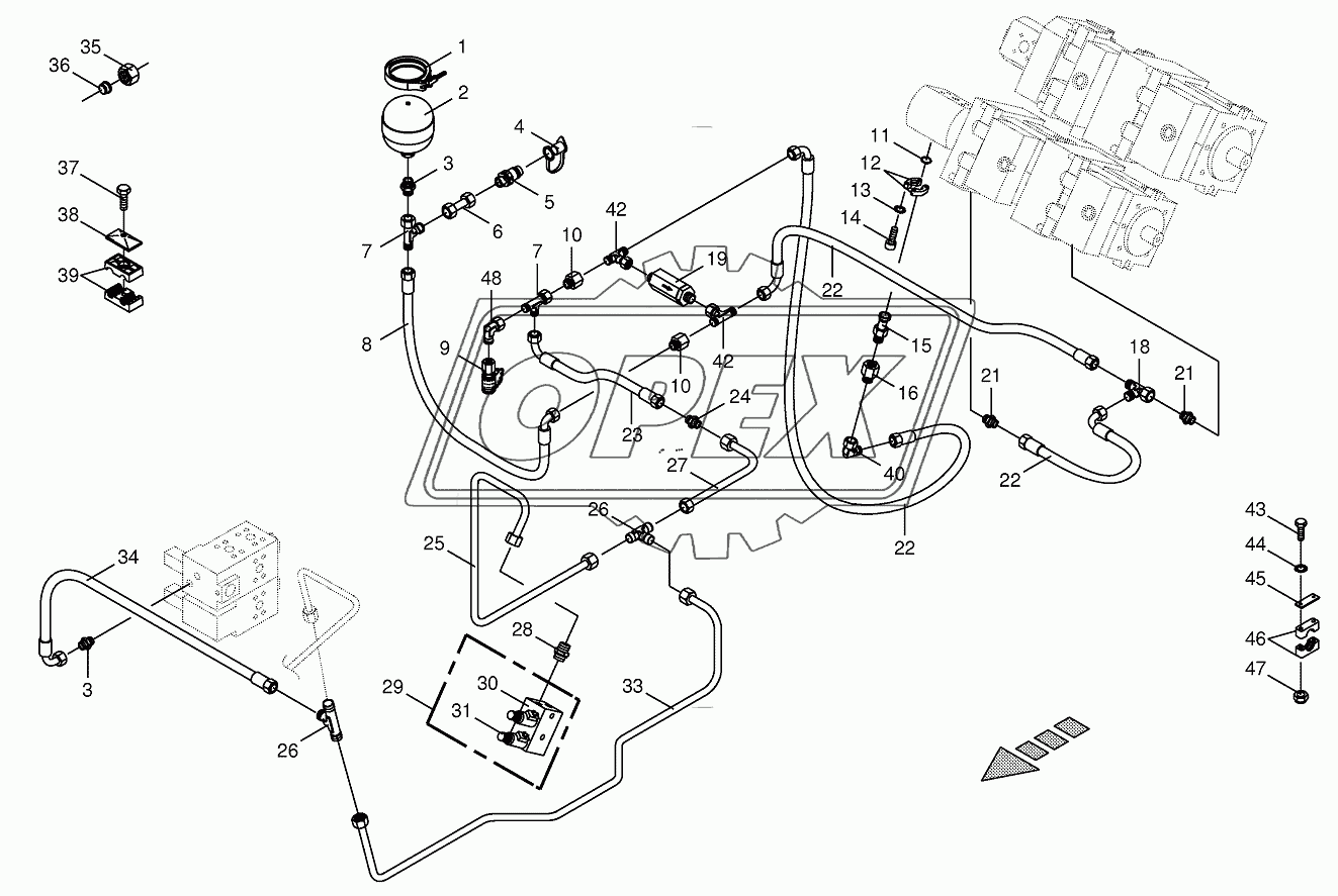 Charge pressure lines-back