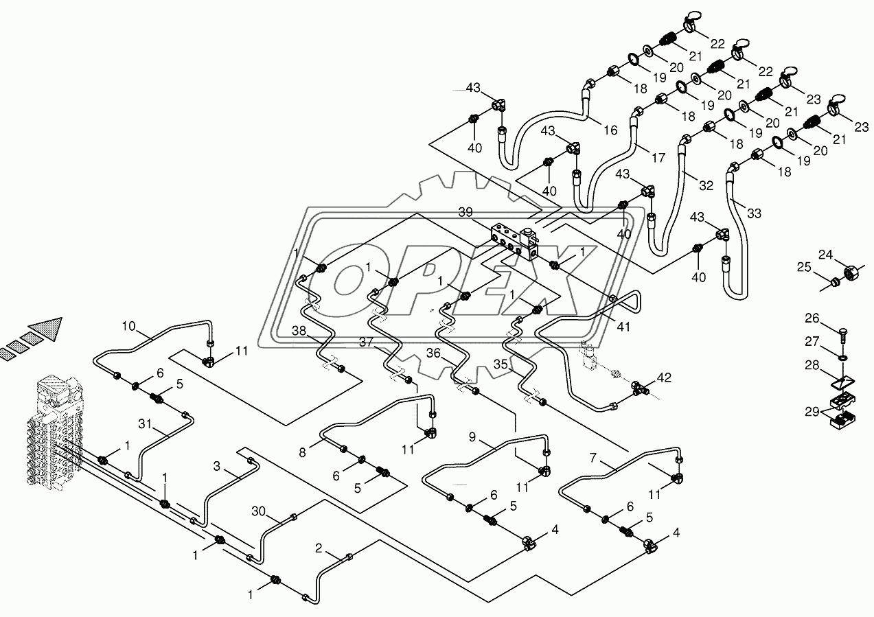 Hydraulics-front attachment