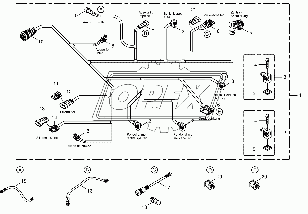 Wiring harness-below the cabin