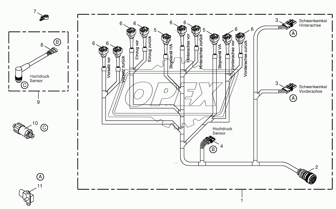 Wiring loom-hydraulic pumps