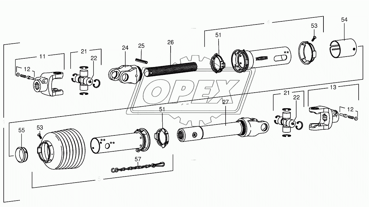 P.T.O shafts-roller gear-below