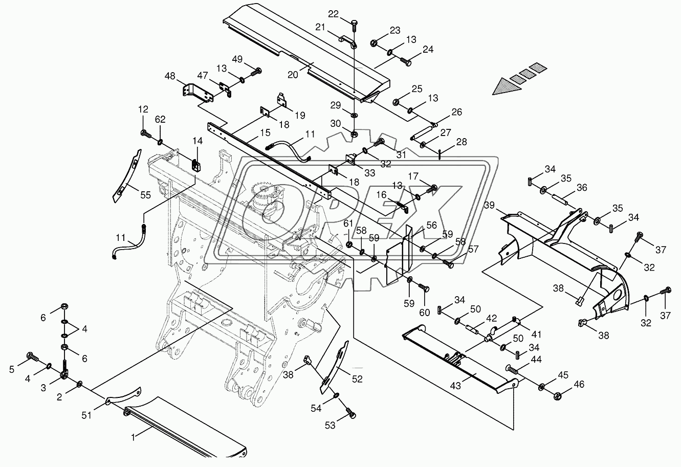 Chopping drum support-mounting parts