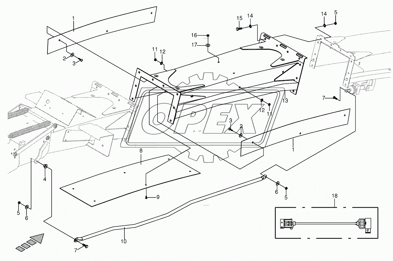 Discharge chute extension 12-row