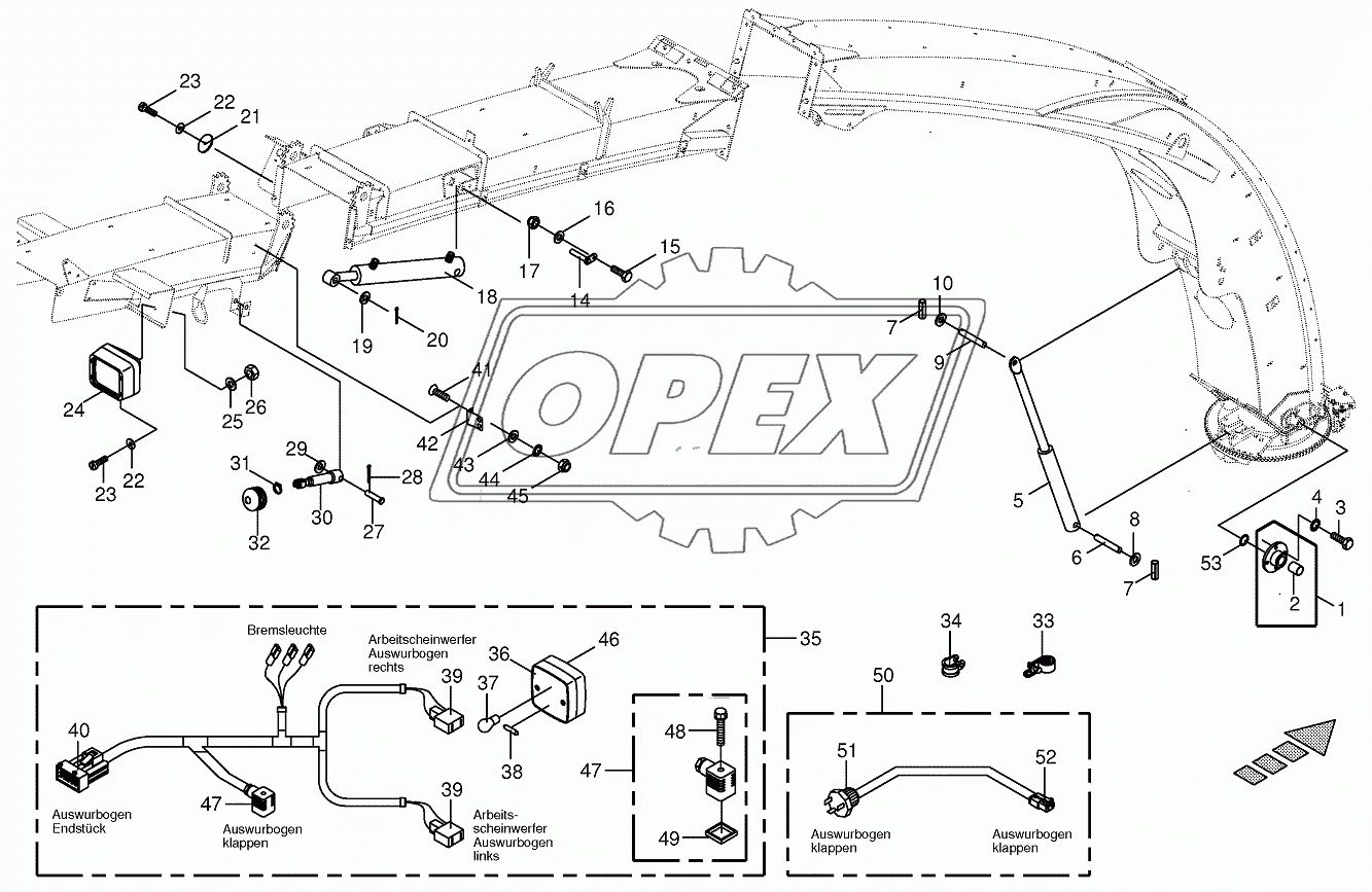 Upper discharge chute-mounting parts 14-row