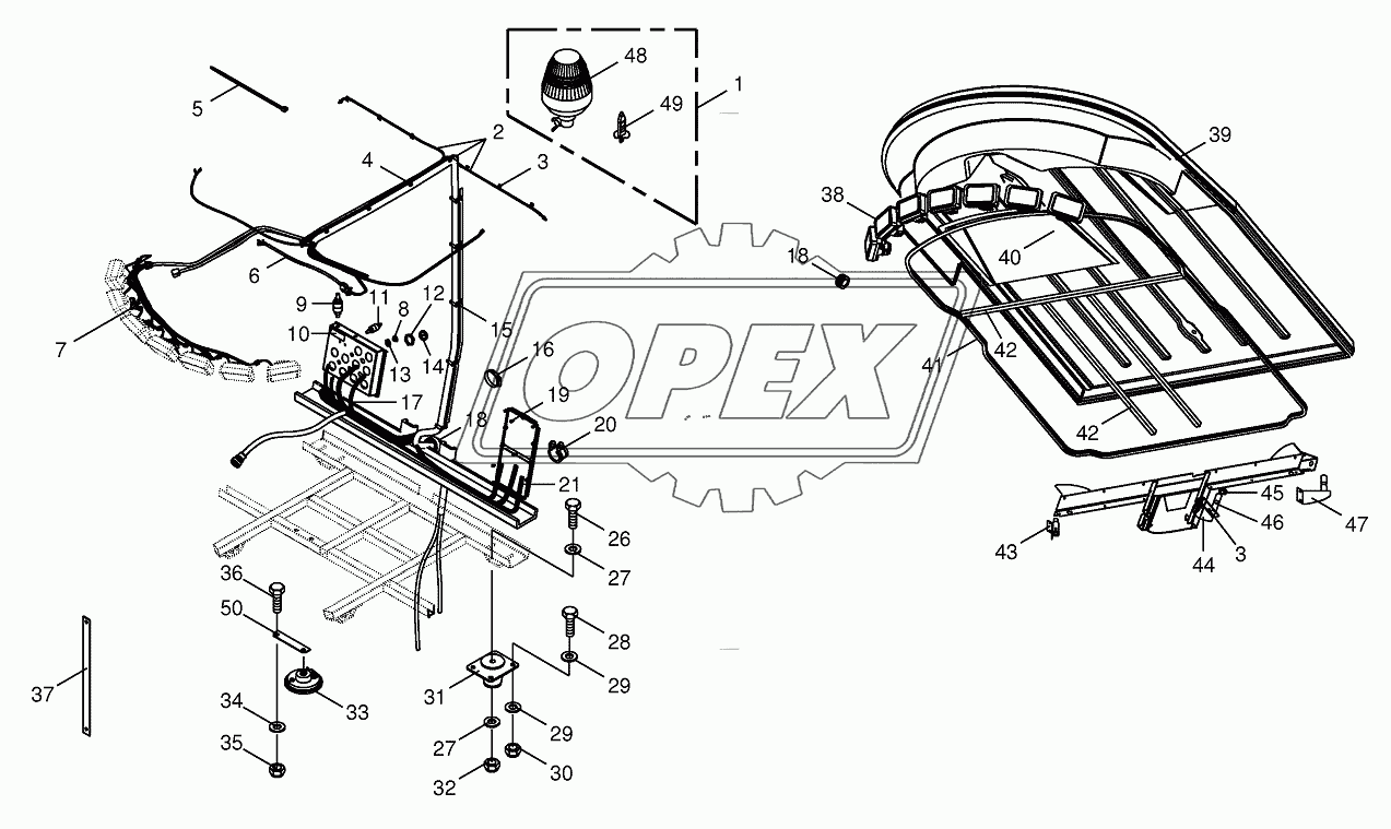 Cab-mounting parts/electric parts
